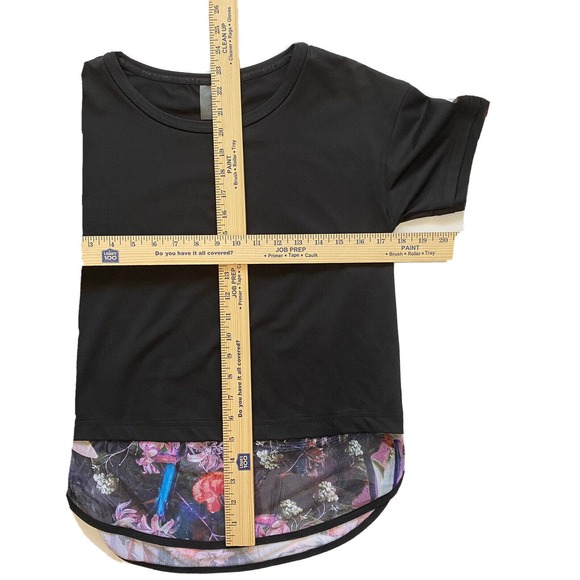 Calia by Carie Underwood Flow T-Shirt Sz XS Black Short Sleeve Workout Sheer Hem - Picture 8 of 10